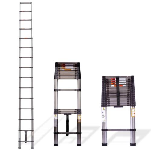 DayPlus 伸縮はしご ステンレス製 5ｍ 折り畳み伸縮梯子 持ち運びやすい軽量 多機能 耐荷重...