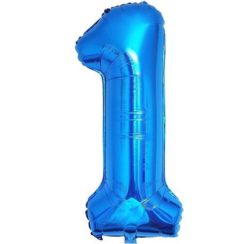 Vthoviwa 約100cm バルーンアルミ1 ヘリウム風船 数字バルーン1青い 誕生日 カーニバ...