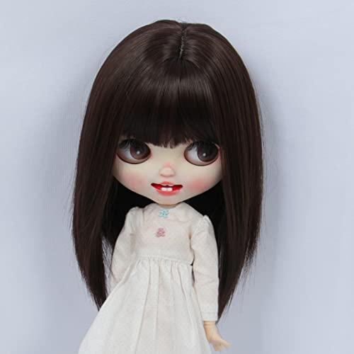 Linfairy 9-10 inch Doll 人形用 ウィッグ 肩の髪に (Dark Brown)