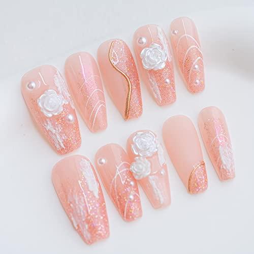 Sun&amp;Beam Nails 手作り ネイルチップ ミディアム ロング バレリーナ 緑 グリーン 蝶...