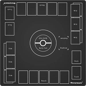 Dnoymab フルサイズ プレイマット カードゲーム 厚さ3mm ラバー プレイマット 2人用 滑り止め 収納バッグ き 60×60cm (黒)｜dw-bestselectshop