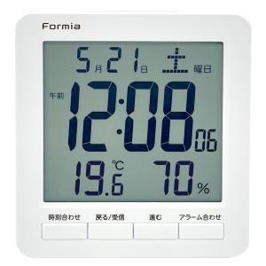 Formia(フォルミア) 電波時計 目覚まし時計 見やすい 大画面 温度 湿度 日付 デジタル 保土ヶ谷電子販売 ホワイト HT-024RC｜dw-bestselectshop