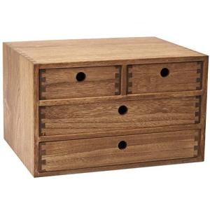 KIRIGEN 蟻組仕様 木製収納ボックス おしゃれ 卓上 キャビネット 小物 桐製 完成品 引出付き A4対応 植物オイル塗装仕上げ 3段 ブラウン