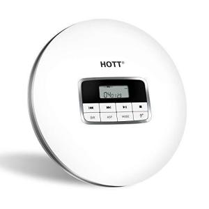 HOTT CD511ポータブルCDプレーヤー 自宅旅行およびステレオヘッドホン付き車用 耐衝撃保護白