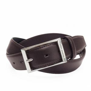 ベルト　brown×① 牛革 ワンポイントブローチベルト ピン式 「ダックス」 DB39780