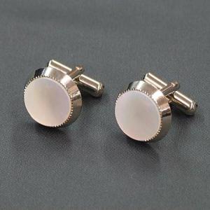 カフスボタン　白蝶貝　丸タイプ　カフリンクス　可