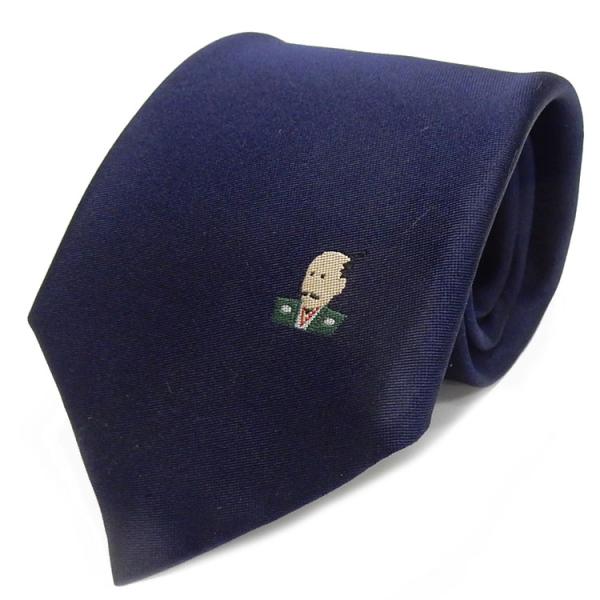 ネクタイ　「天下布武」　愛西/織田信長　ふじやま織　シルク100％　濃紺×黄　クレリックタイプ　日本...
