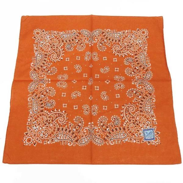 バンダナ　オレンジ　ペイズリー　綿100％　日本製　52cm×52cm　ハンカチ　スカーフ　お弁当包...
