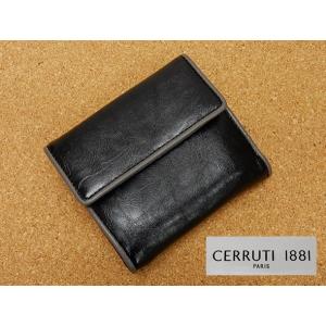 [CERRUTI] チェルッティー　２つ折り財布　小銭入れ付　フェイクレザー　黒　CECM-25W｜dxksm466