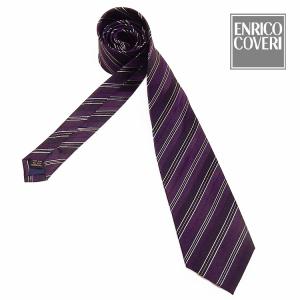 ENRICO COVERI　イタリア製ネクタイ　濃紫系　ストライプ　シルク100％　メール便可　エンリココベリ　ENC27｜dxksm466