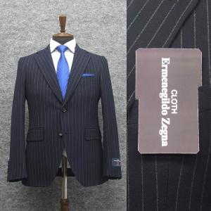 秋冬物　[Ermenegildo Zegna]トレンドスタイル2釦スーツ　紺系/チョーク縞　ゼニア生地 ELECTA使用　[A体][AB体]　EZD17｜dxksm466