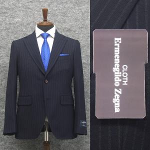 秋冬物　[Ermenegildo Zegna]トレンドスタイル2釦スーツ　紺系/ストライプ　ゼニア生地 ELECTA使用　[A体][AB体]　EZD25｜dxksm466