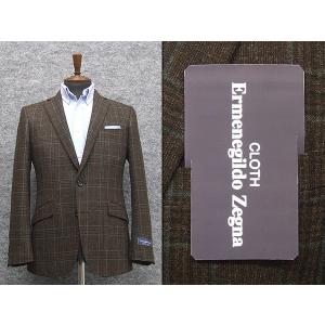 秋冬物スタイリッシュ2釦ジャケット　[Ermenegildo Zegna]ゼニア生地 HUACAYA TWEED使用　[A体]　茶系大格子　メンズ　ezz07｜dxksm466