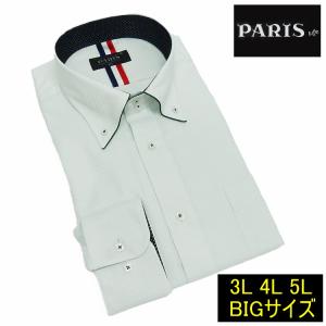 長袖ワイシャツ 極薄緑 ドビー鱗小格子 ドゥエ ボタンダウン PARIS-16e ビッグサイズ 大きいサイズ 3L-5L 形態安定 HKP-BIG-Z04｜dxksm466