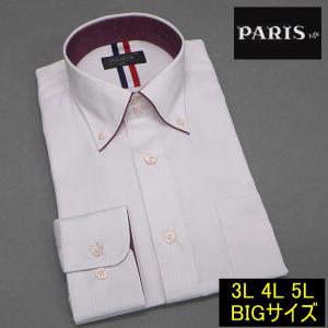 長袖ワイシャツ ライトピンク ドビーチェック ボタンダウン ドゥエボットーニ PARIS-16e ビッグサイズ 大きいサイズ 3L-5L 形態安定 HKP-BIG-ZB｜dxksm466