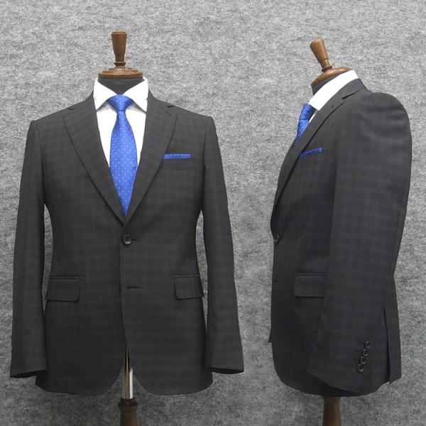 春夏物 [Janecostellazione] スタイリッシュ２釦スーツ 濃紺/格子 AB5 J09...