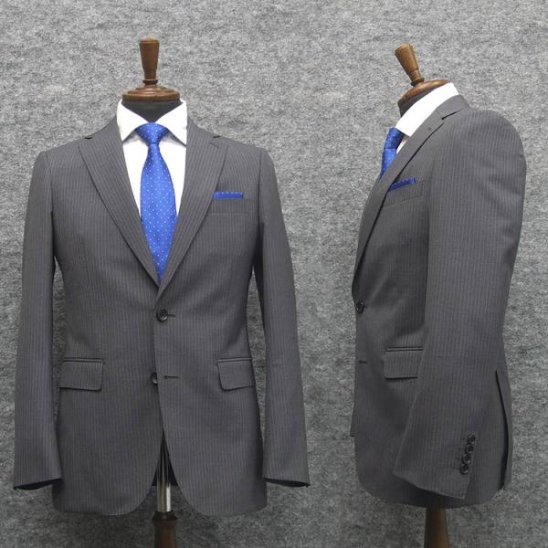 春夏物 [Janecostellazione] スタイリッシュ２釦スーツ グレー縞 A6 J1491