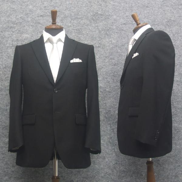 礼服 シングル２釦 フォーマル 通年物 ウール100％ 黒 ブラックフォーマル アウトレット　[A体...