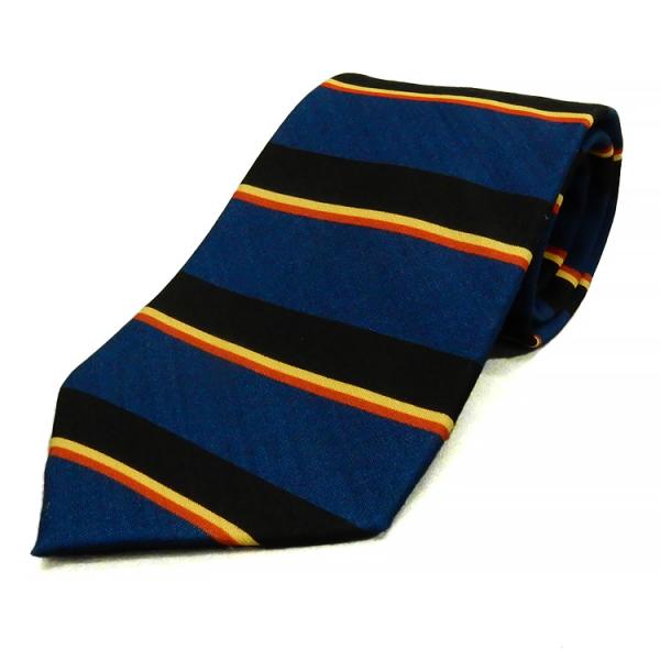 京都産/イタリー生地使用 ネクタイ ウール100％ 紺系/ボーダー　KYOTO VINTAGE　大剣...