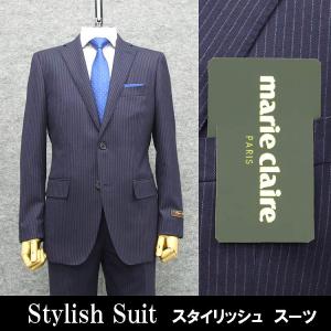 春夏物 2パンツ ベーシック2釦スーツ 黒/ストライプ メンズスーツ [A