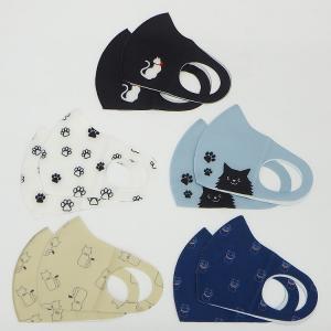 【10枚組】ゆるカワイイ アート　Fashion mask　ネコ/猫　ポリウレタンマスク　立体　洗えるマスク　ファッションマスク　MSK-SET05｜dxksm466