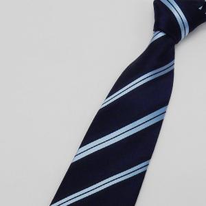 究極の西陣織 シルクネクタイ 抜群の締め心地 青×濃紺 ストライプ