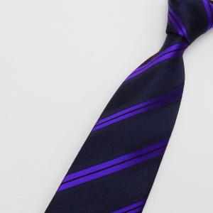 究極の西陣織 シルクネクタイ 抜群の締め心地 青×濃紺 ストライプ