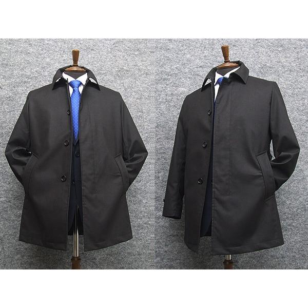 ビジネスコート　スエードタッチ素材　墨黒/無地調　ベーシック４釦コート　[BB体][E体]　秋冬物　...