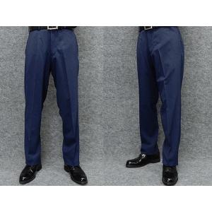 スラックス　ノータック　春夏　ビジネスパンツ　紺/マイクロ千鳥　ウォッシャブル　76cm-105cm　OS1784-1