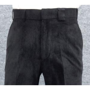 秋冬 コール天 ノータックパンツ 黒 のびのび...の詳細画像2