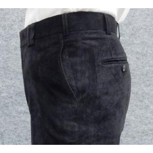 秋冬 コール天 ノータックパンツ 黒 のびのび...の詳細画像3