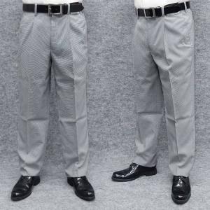 春夏　ワンタック　スラックス　ライトグレー系/千鳥格子　ウォッシャブル　ストレッチ　ビジネスパンツ　76cm-105cm　OS4437-1