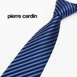 pierre cardin　イタリア製ネクタイ　サックスブルー×濃紺　ストライプ　シルク100％　メール便可　ピエール・カルダン　PCD13｜dxksm466