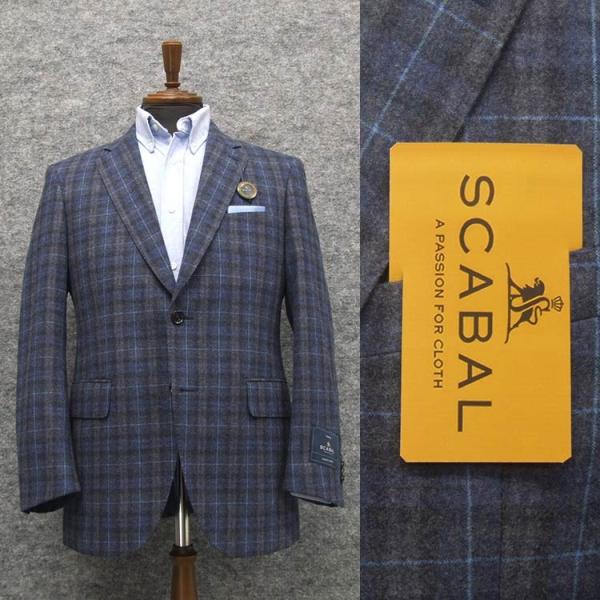 秋冬物ジャケット [SCABAL] スキャバル　フランネル生地　ベーシック2釦　紺系格子  [AB体...