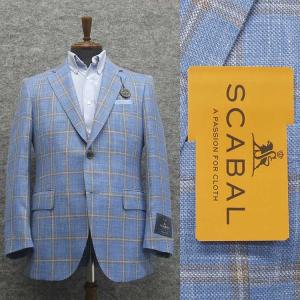 春夏物ジャケット [SCABAL] スキャバル　オーダー生地使用　ベーシック2釦　ブルー系格子  [AB体][BB体]　メンズ　SCB-J51｜dxksm466