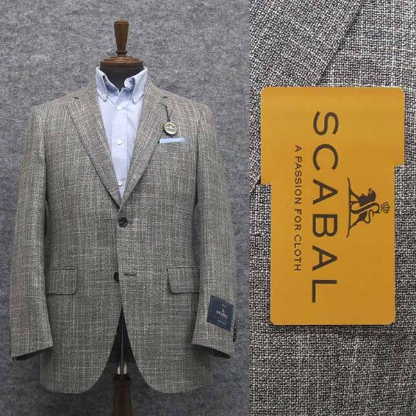 春夏物ジャケット[SCABAL]スキャバル オーダー生地使用 ベーシック2釦 グレー/無地調 [A体...