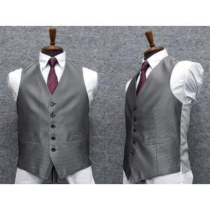 スリムベスト　５ボタン　銀鼠系/小格子　[Y体][