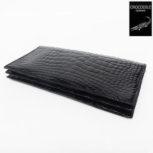 クロコダイル 長財布 メンズ レディース ブルーグレー シャイニング