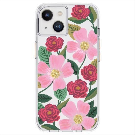 iPhone 14/13 兼用 ケース RIFLE PAPER Rose Garden 花柄 耐衝撃...