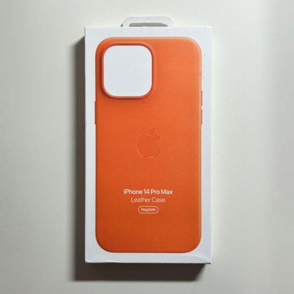 Apple純正 MagSafe対応 iPhone 14 Pro Max レザーケース・オレンジ 新品