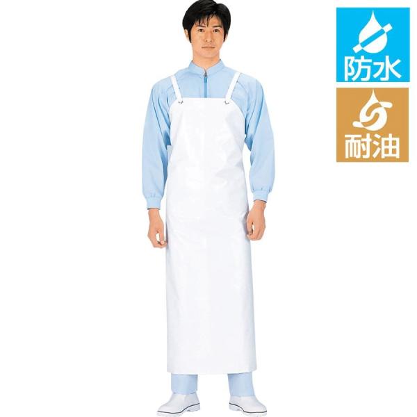 ウレタン 胸付前掛 【Mサイズ】〔防水〕〔耐油〕