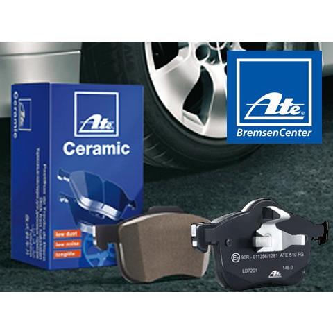 【ブレーキ】ダスト低減セラミックパッドSET・フロント/ATE製　AUDI・VW・A3・イオス・ゴル...