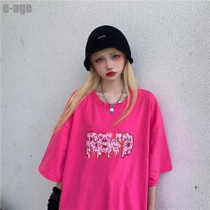 Tシャツレディース半袖夏ゆるいトップス韓国ファ...の詳細画像1