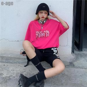 Tシャツレディース半袖夏ゆるいトップス韓国ファ...の詳細画像4