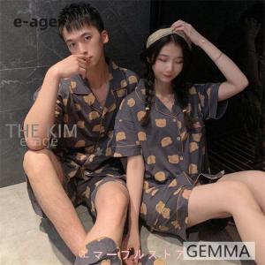 ペアルック ルームウェア 夏 かわいい熊 総柄...の詳細画像1