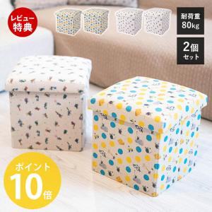 Leo Lionni 座ってしまえて畳める便利ボックス 2個セット レオレオニ スツール 座れる 収納ボックス チェア 椅子 アンファンス EFL-SR02