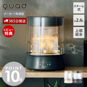 (豪華２大特典)スチーム加湿器 ガラスポッド式 グラス 大容量 2.6L 上部給水 17畳 650ml/h 抗菌 LEDライト 間接照明 スチーム QUADS QS649｜ヤマソロ ホームライフ店
