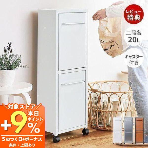 (豪華２大特典)ゴミ箱 ダストボックス 40L 上下 2段 各20L キャスター付き 蓋つき 40リ...