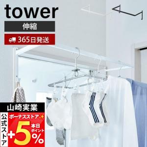 tower 山崎実業 折り畳み伸縮物干し2段ハンガー タワー 4903208012911