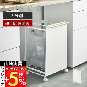 山崎実業 公式 トスカ 目隠し分別ダストワゴン 2分別 toscaごみ 箱 ゴミ ボックス キャスター付き 2分別 ゴミ袋 レジ ふた無し 4779